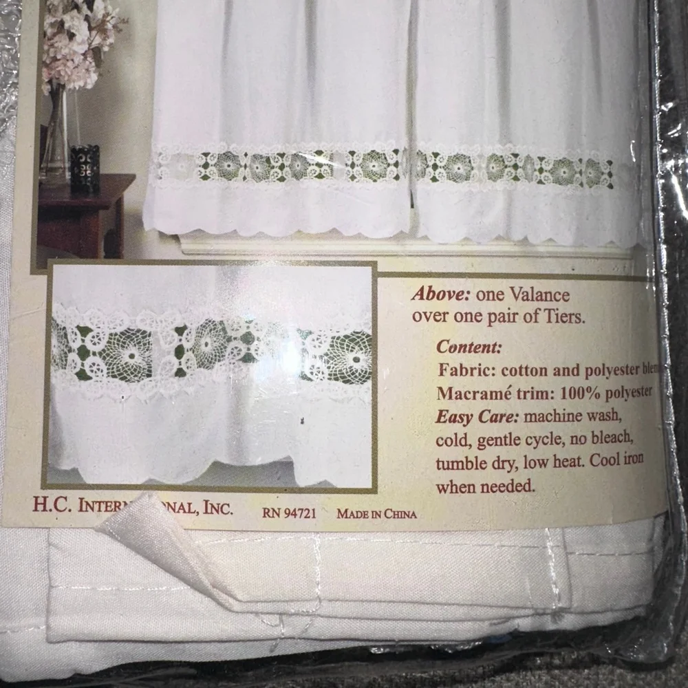 NIP Today's Curtain Caylee Macrame Appliqué Curtain Swags 58 x 38L #CA1106K